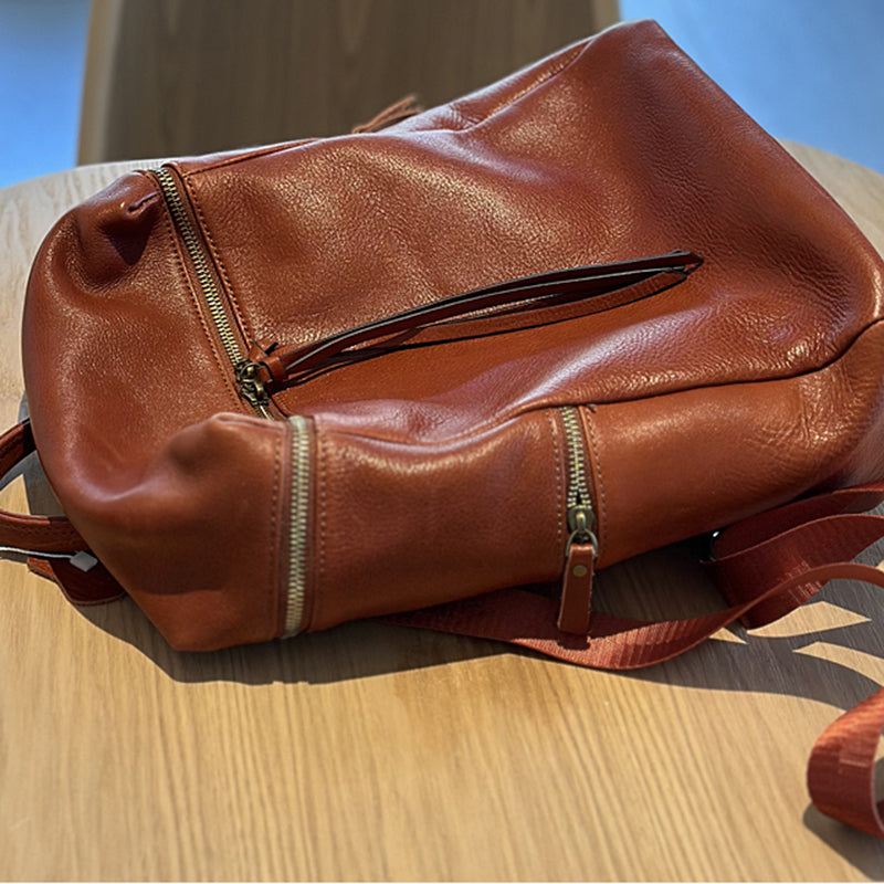 Large Women's Genuine Leather Backpacks, Handmade Vintage School Backpack for Women