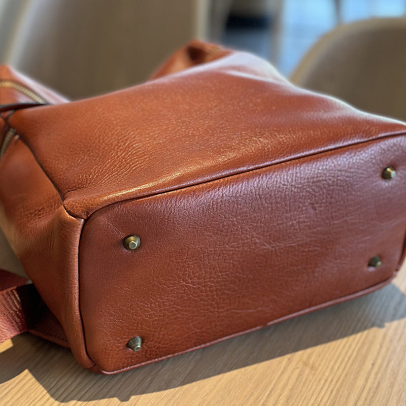 Large Women's Genuine Leather Backpacks, Handmade Vintage School Backpack for Women