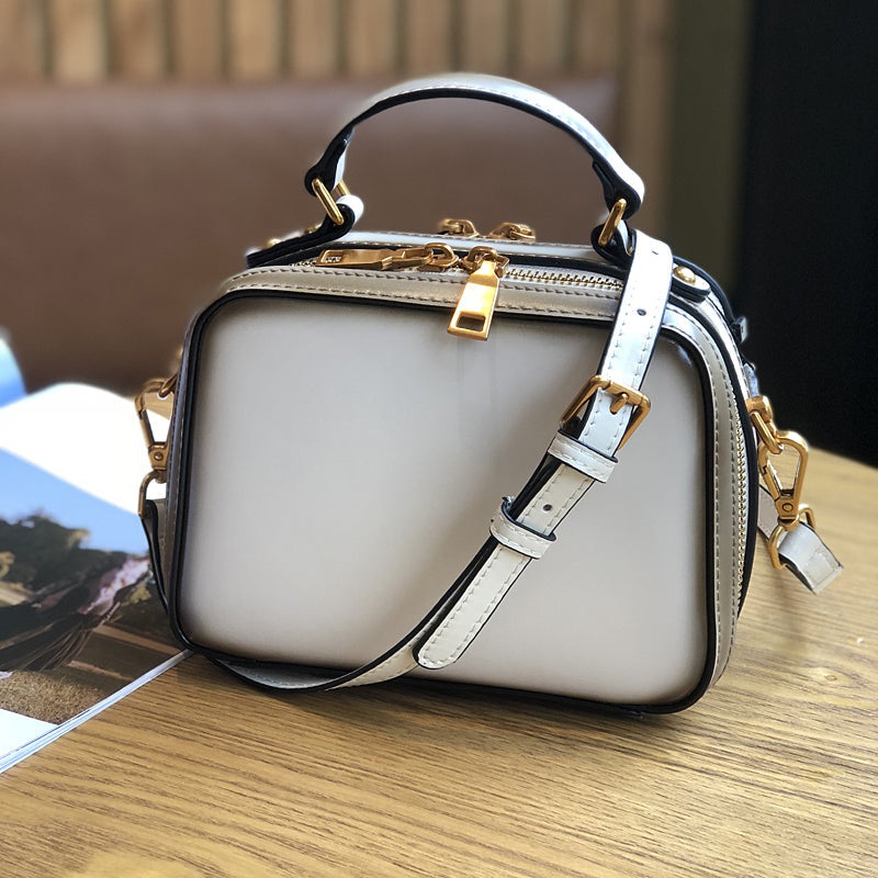 Women's Small Leather Box Bag Crossbody Clutch, Retro handmade leather crossbody bag square bag