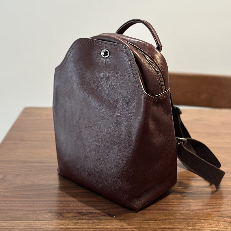 Full Grain Leather Women Backpack, Genuine Leather Mini Backpack, Best Leather Women's Backpack for School