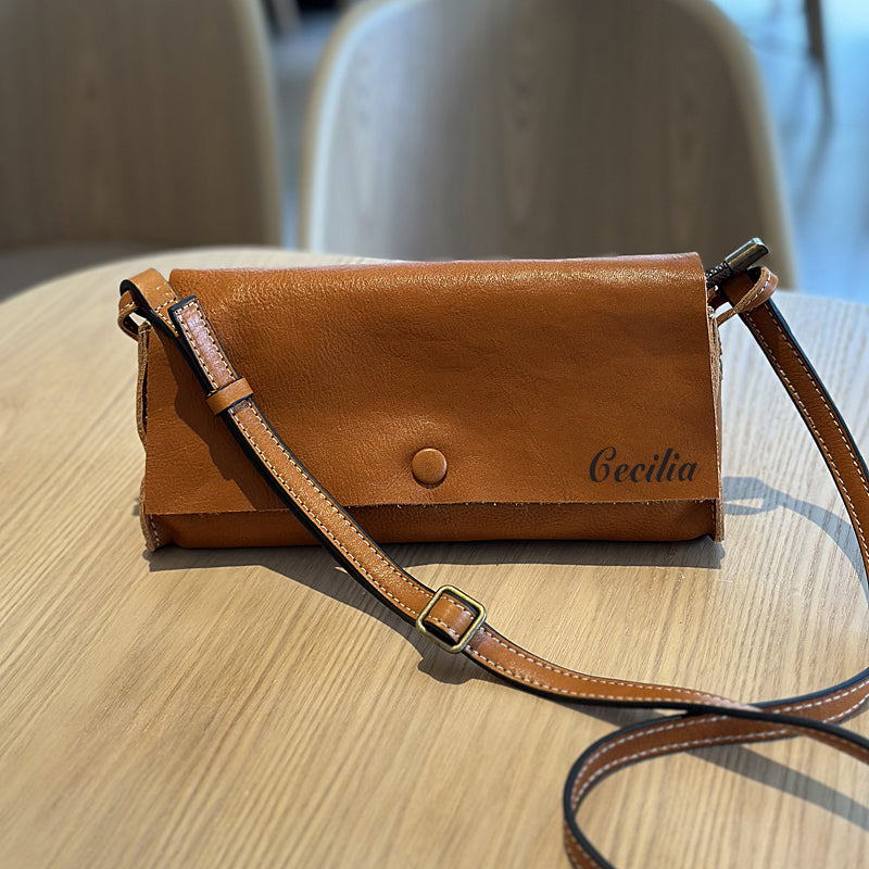 Leather Crossbody Women Wallet Purse, Small Full Grain Leather Shoulder Bag, Mini Crossbody Bag