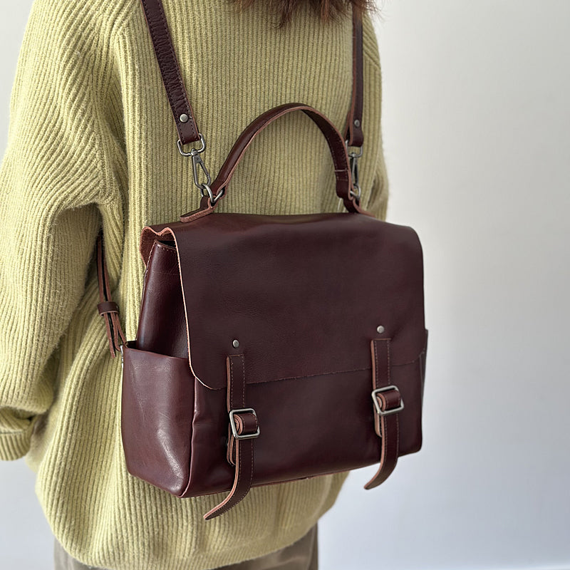 Vintage Womens Leather Backpack, Handmade Full Grain Leather Backpack, Women's Leather Backpack for School