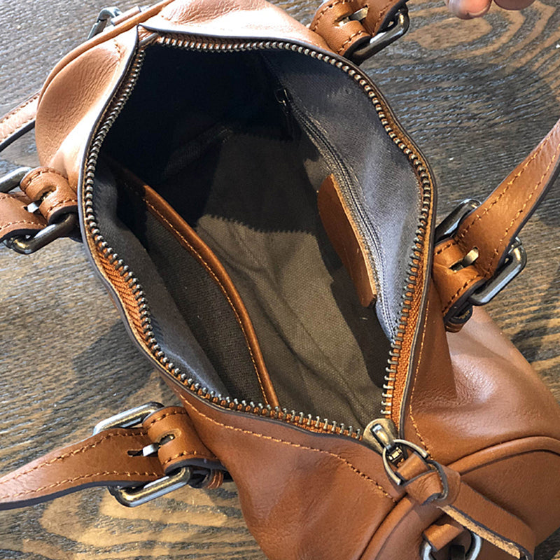 Leather Women Boston Bag, Women's Full Grain Leather Shoulder Bag, Leather Top Handle Bag