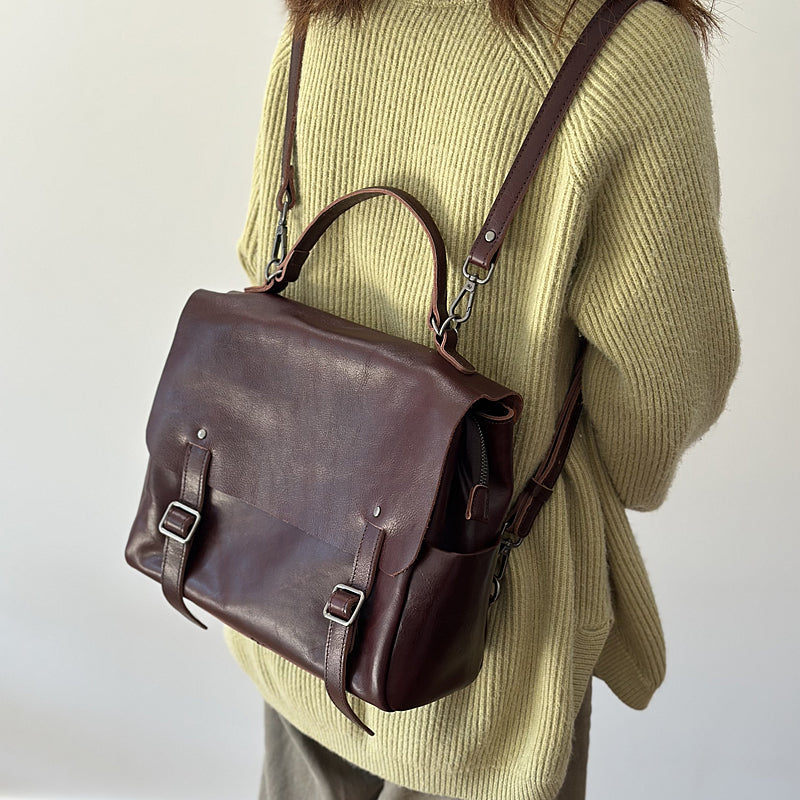 Vintage Womens Leather Backpack, Handmade Full Grain Leather Backpack, Women's Leather Backpack for School