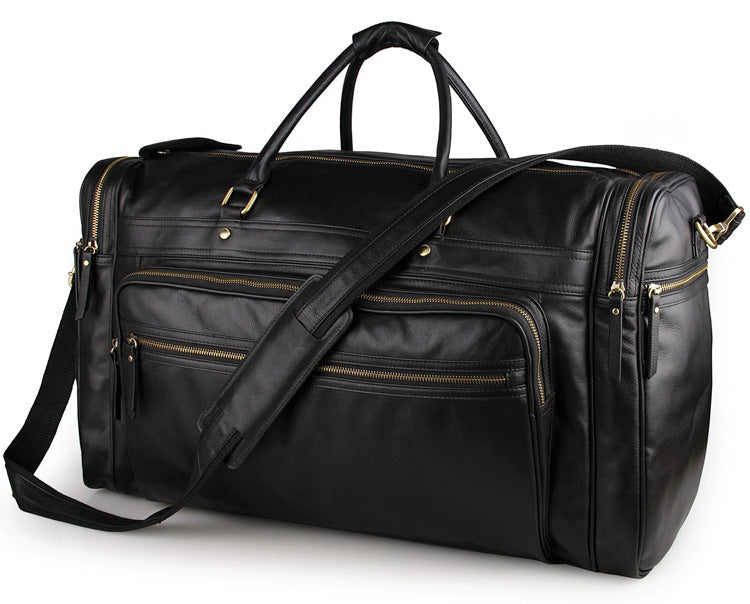 Flash Sale Men's Full-Grain Leather Duffle Bag, Premium Leather Travel Weekender Bag