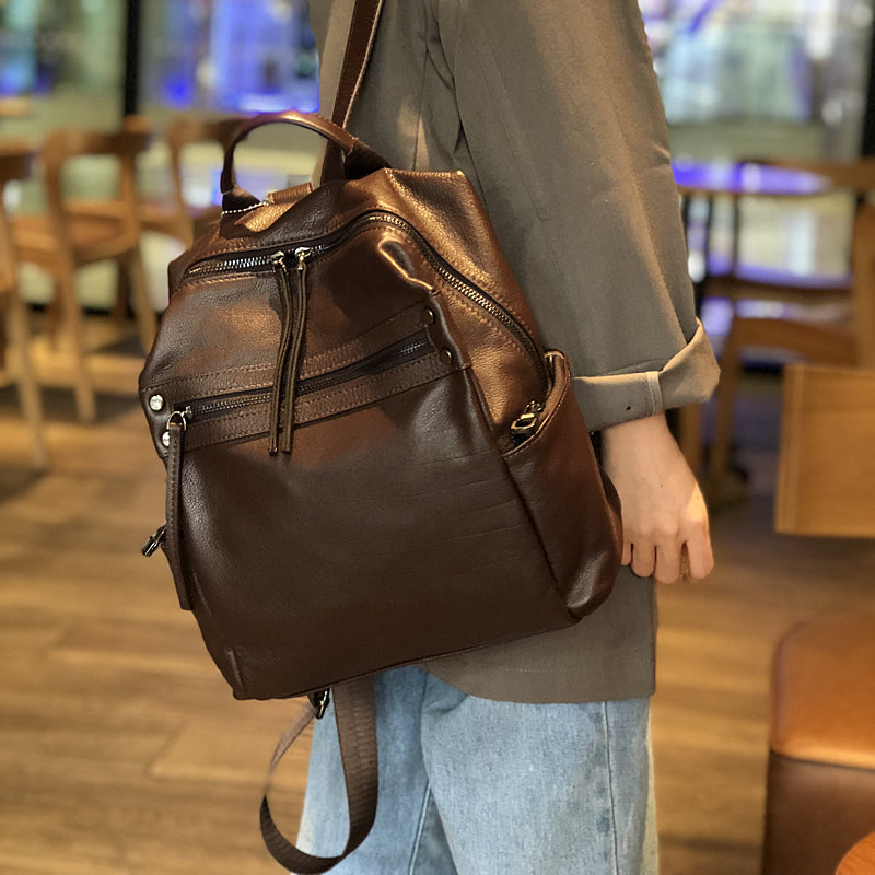 Women's Genuine Leather Backpacks, Best Leather Women's Backpack for School, Full Grain Leather Backpack for Women