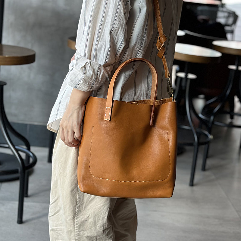 Full Grain Leather Women Handbag, Women's Leather Shoulder Crossbody Bag, Leather Top Handle Bag with Removable Strap