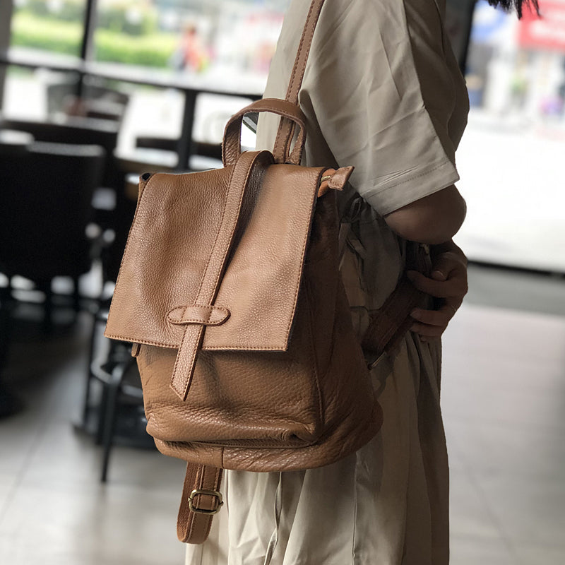 Genuine Leather Backpack Purse for Women, Leather Backpack for School, Full Grain Leather Handmade Bag