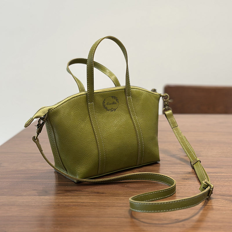 Full Grain Leather Top Handle Bag, Leather Crossbody Bags for Women, Small Leather Shoulder Bag