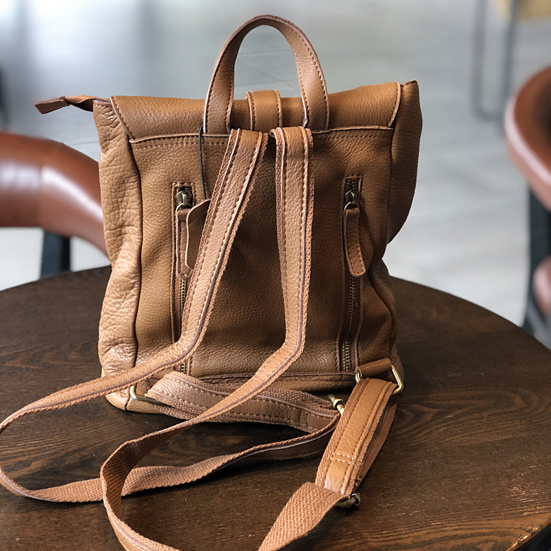 Genuine Leather Backpack Purse for Women, Leather Backpack for School, Full Grain Leather Handmade Bag