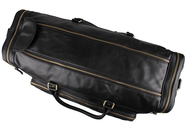 Flash Sale Men's Full-Grain Leather Duffle Bag, Premium Leather Travel Weekender Bag