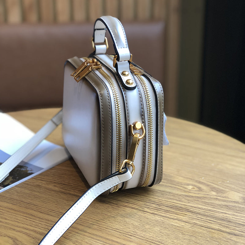 Women's Small Leather Box Bag Crossbody Clutch, Retro handmade leather crossbody bag square bag
