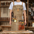 Custom Waxed Canvas Work Apron, Canvas apron with Tool Pockets, Personalized Utility Apron for Men & Women