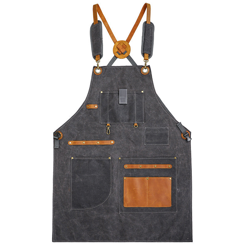 Custom Waxed Canvas Work Apron, Canvas apron with Tool Pockets, Personalized Utility Apron for Men & Women