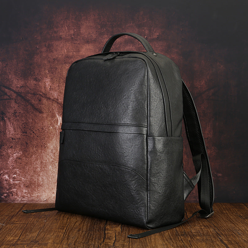 Full Grain Leather Backpack Black Men's Leather Backpack Handmade Travel Backpack