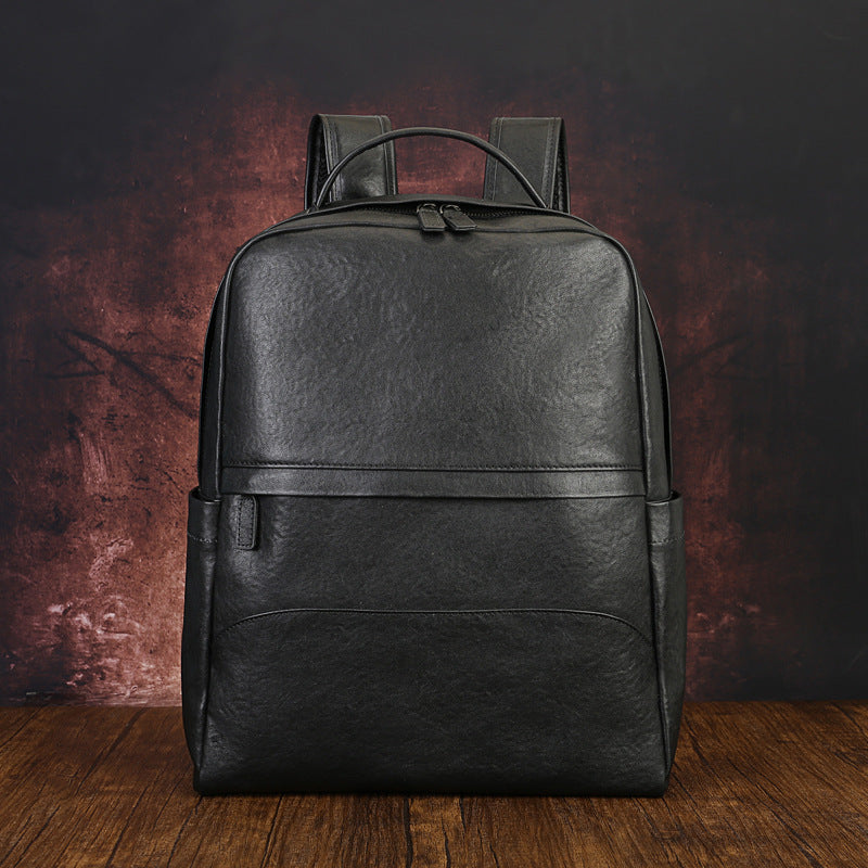 Full Grain Leather Backpack Black Men's Leather Backpack Handmade Travel Backpack