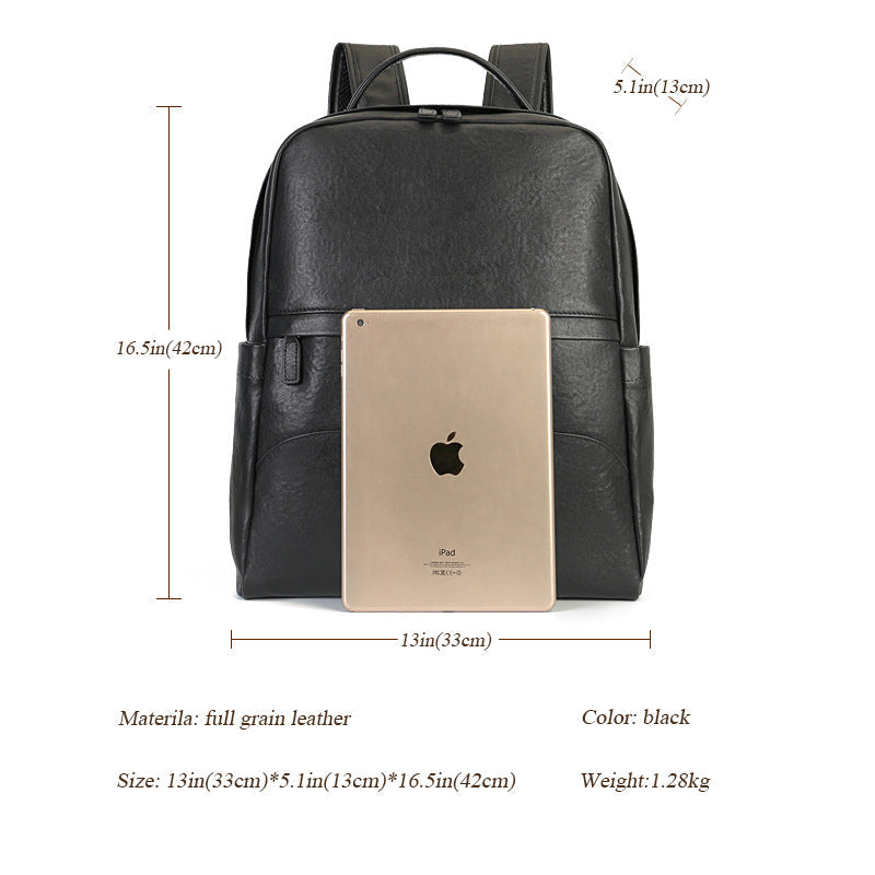 Full Grain Leather Backpack Black Men's Leather Backpack Handmade Travel Backpack