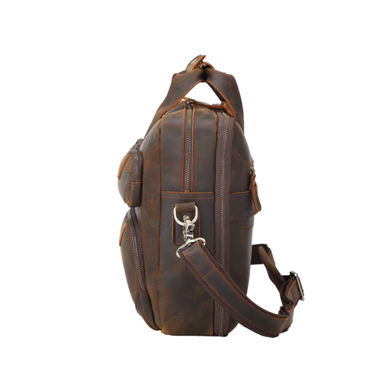 Full Grain Leather Briefcase Vintage Messenger Bag Men's Leather Shoulder Bag 15.6" Leather Laptop Bag