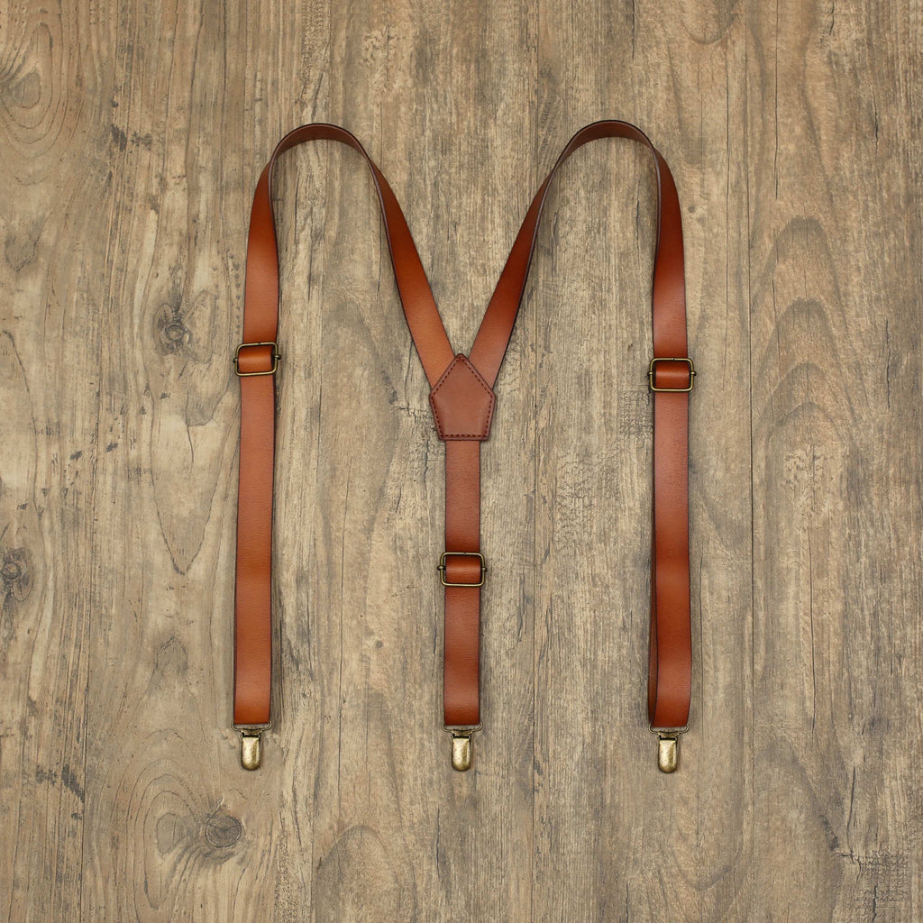 Genuine Leather Suspenders, Men Brown Suspenders, Customized Wedding Suspenders Mens Suspenders Groomsmen Suspenders Rustic Suspenders