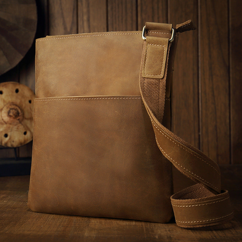 Handmade Leather Men's Crossbody Bag, Retro Genuine Leather Shoulder Bag for Men, Christmas gift