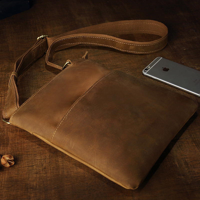 Handmade Leather Men's Crossbody Bag, Retro Genuine Leather Shoulder Bag for Men, Christmas gift
