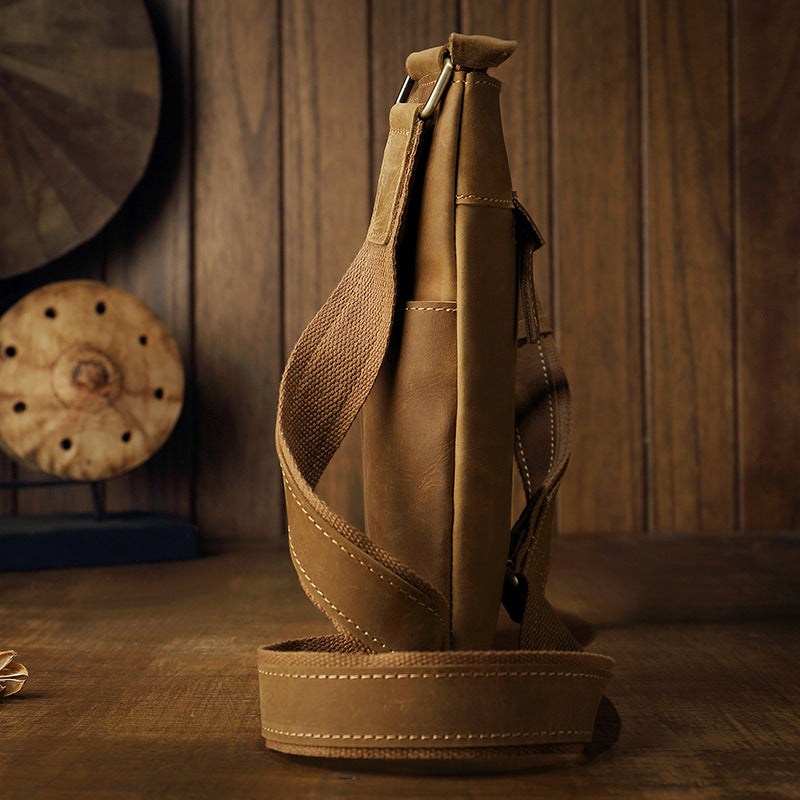 Handmade Leather Men's Crossbody Bag, Retro Genuine Leather Shoulder Bag for Men, Christmas gift