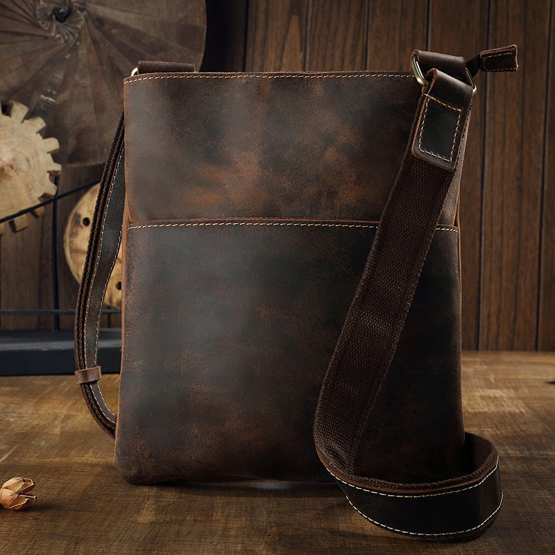 Handmade Leather Men's Crossbody Bag, Retro Genuine Leather Shoulder Bag for Men, Christmas gift