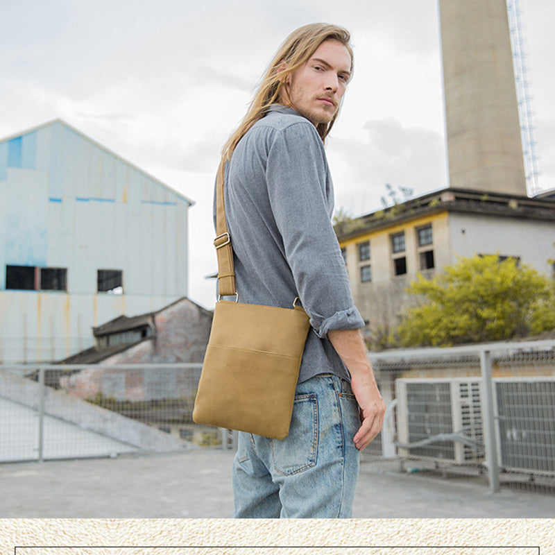 Handmade Leather Men's Crossbody Bag, Retro Genuine Leather Shoulder Bag for Men, Christmas gift