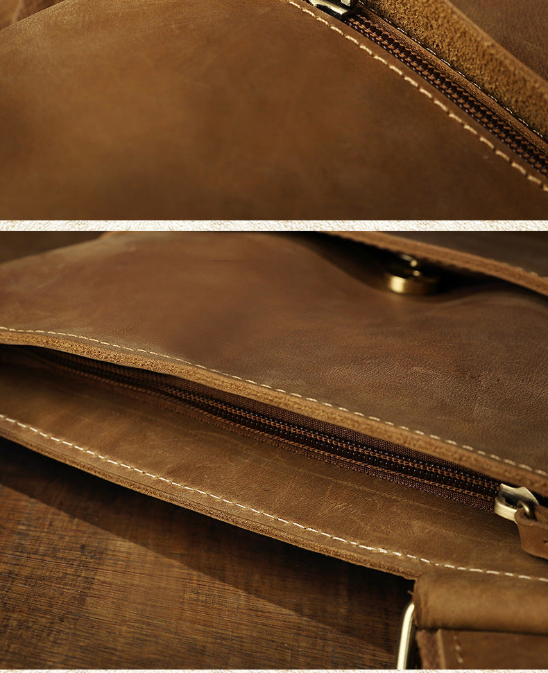 Handmade Leather Men's Crossbody Bag, Retro Genuine Leather Shoulder Bag for Men, Christmas gift