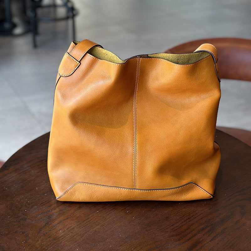 Leather Designer Bucket Bag With Adjustable Strap, Women Full Grain Leather Shoulder Bag For Everyday Use, Soft Leather Crossbody Bag
