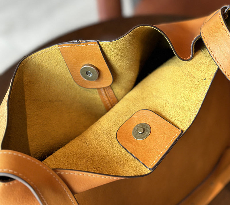 Leather Designer Bucket Bag With Adjustable Strap, Women Full Grain Leather Shoulder Bag For Everyday Use, Soft Leather Crossbody Bag