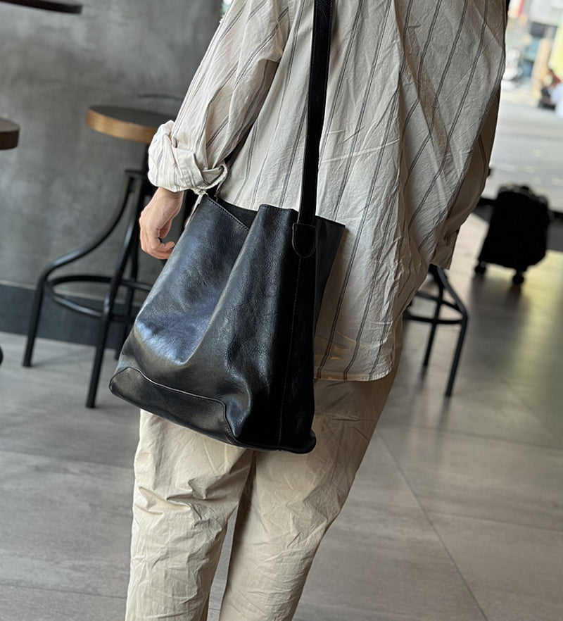 Leather Designer Bucket Bag With Adjustable Strap, Women Full Grain Leather Shoulder Bag For Everyday Use, Soft Leather Crossbody Bag