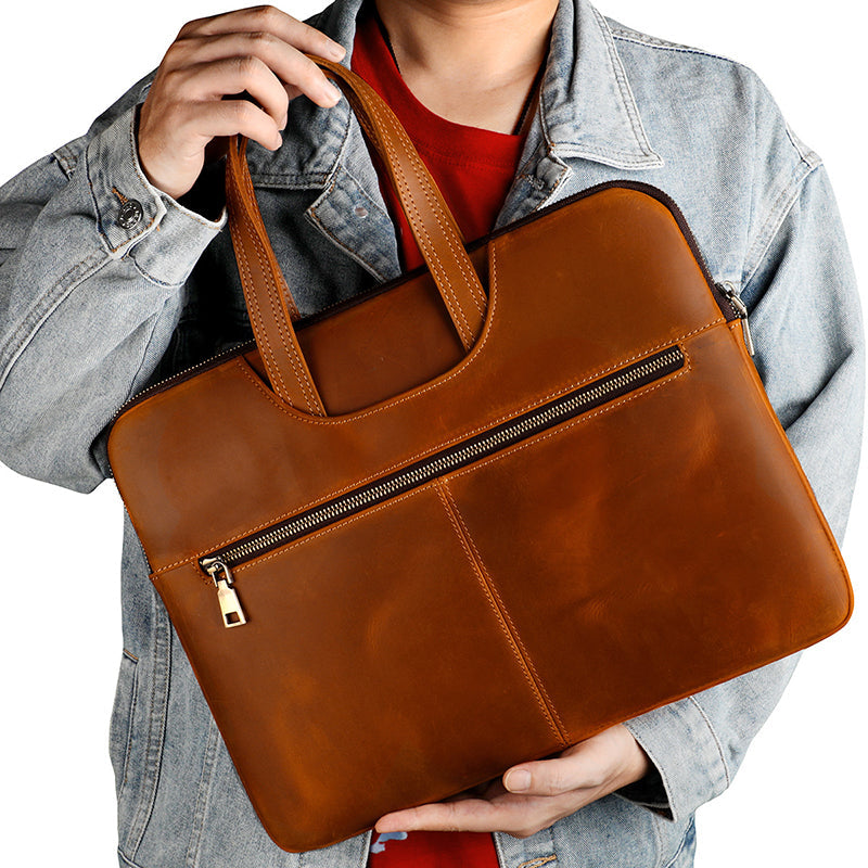 Leather Laptop Organizer Full Grain Leather Laptop Bag Leather iPad Case Mens Leather Briefcase for Laptop