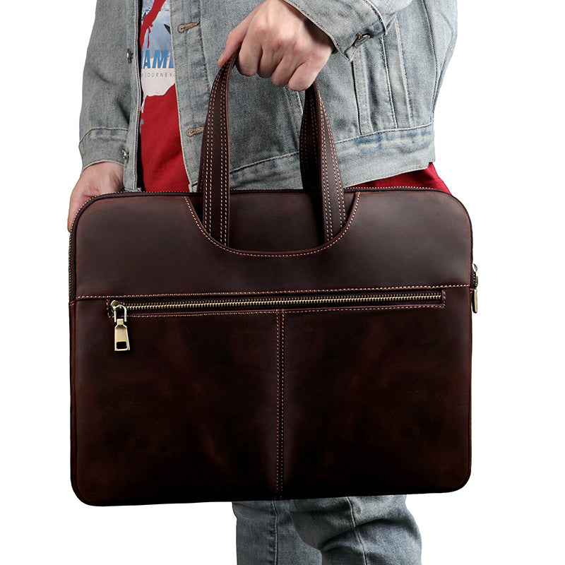 Leather Laptop Organizer Full Grain Leather Laptop Bag Leather iPad Case Mens Leather Briefcase for Laptop
