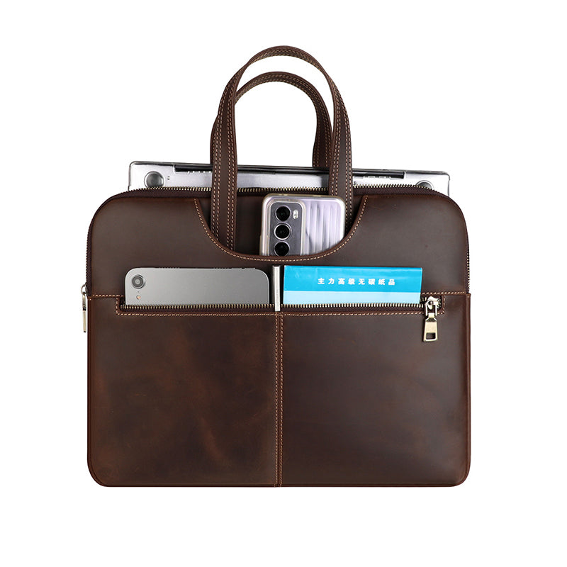 Leather Laptop Organizer Full Grain Leather Laptop Bag Leather iPad Case Mens Leather Briefcase for Laptop
