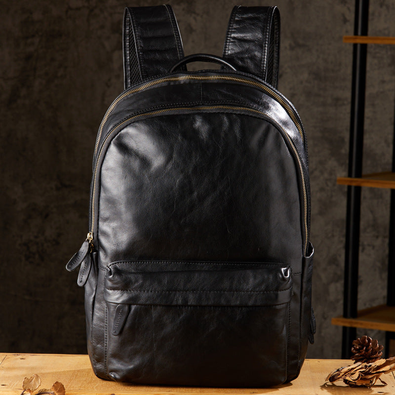Men Leather 16" Laptop Backpack Full Grain Leather School Backpack