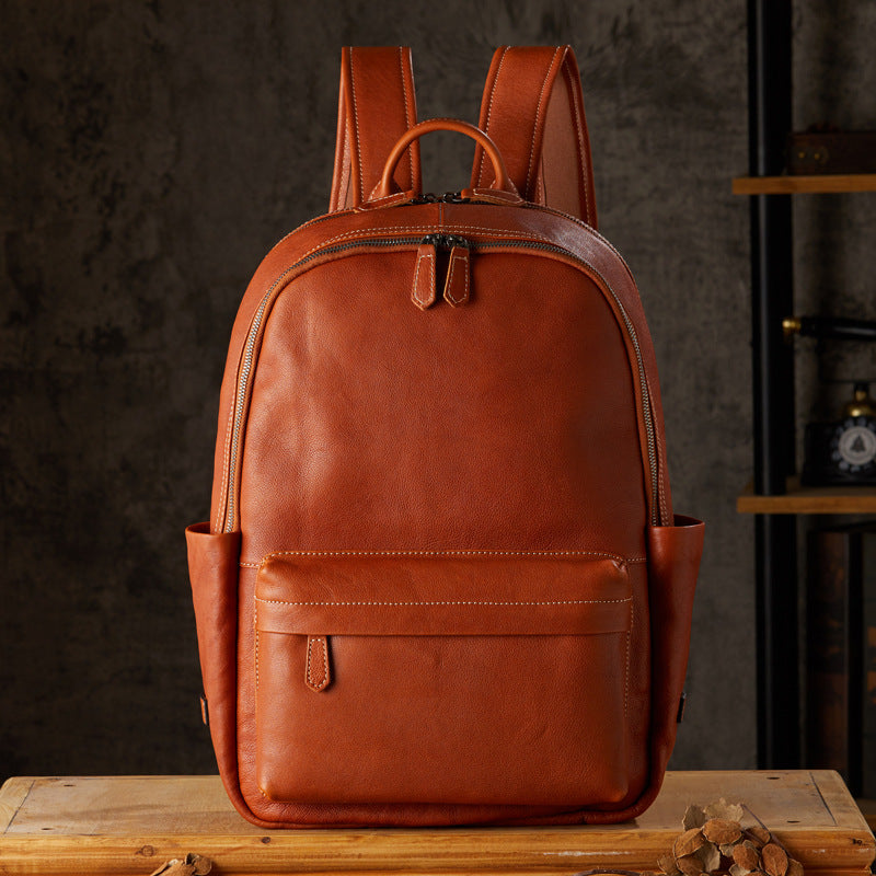 Men Leather 16" Laptop Backpack Full Grain Leather School Backpack