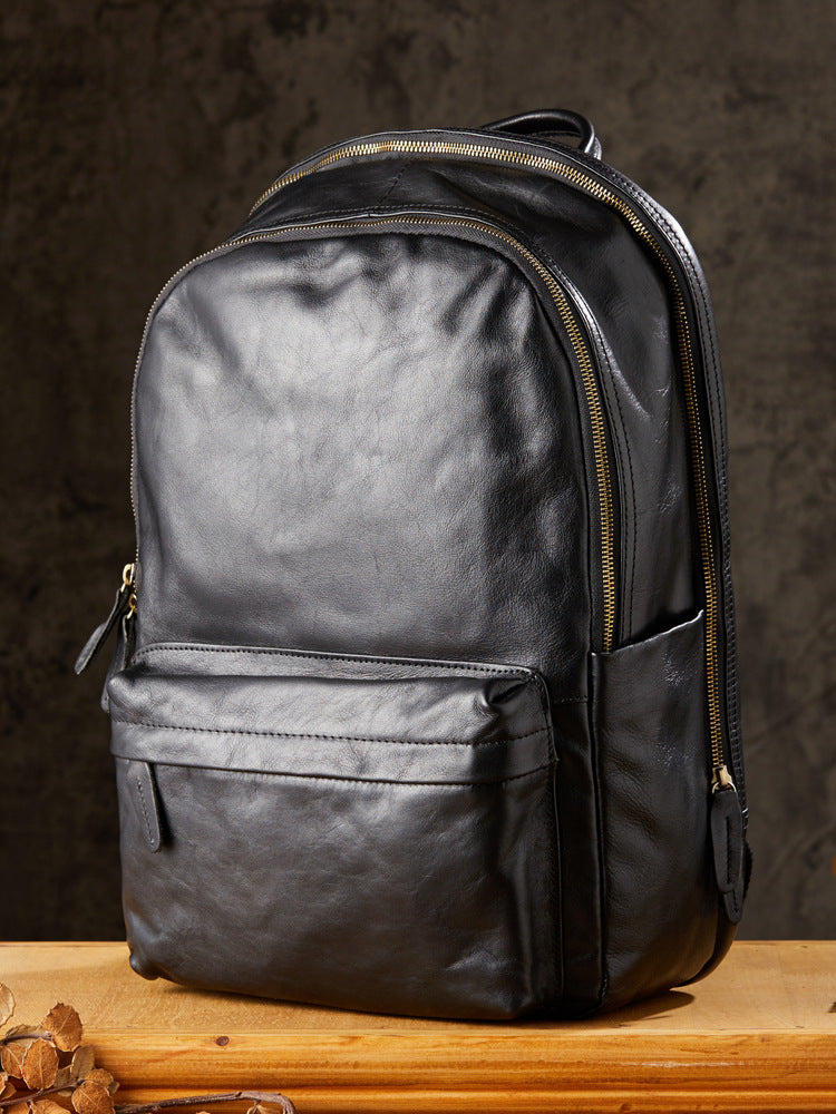 Men Leather 16" Laptop Backpack Full Grain Leather School Backpack