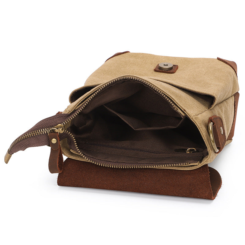 Men's Vintage Canvas Crossbody Bag, Multi-Pocket Sling Messenger Bag for Outdoor & Everyday Use