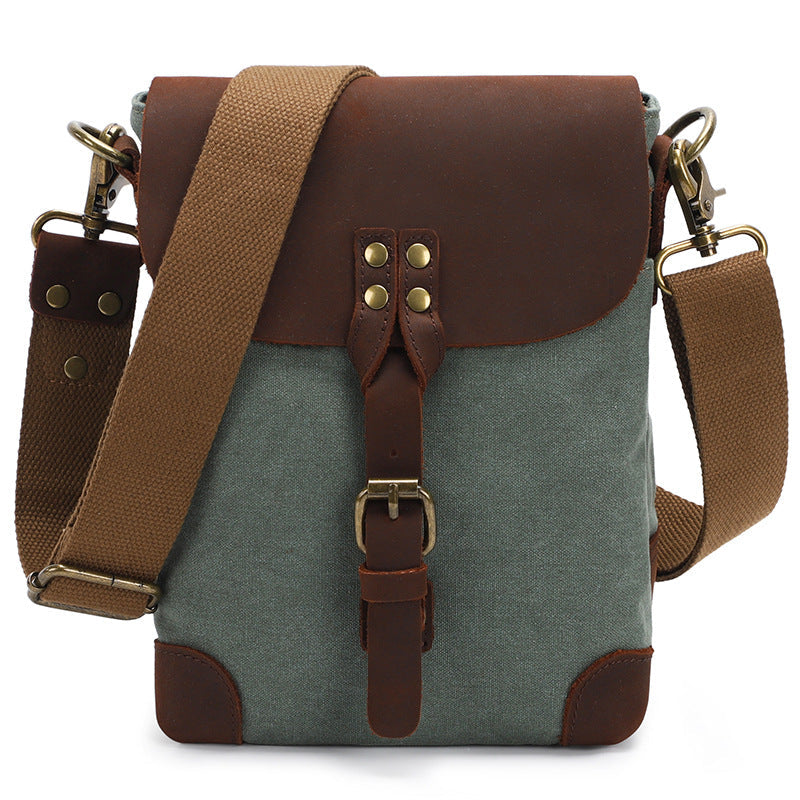 Men's Vintage Canvas Crossbody Bag, Multi-Pocket Sling Messenger Bag for Outdoor & Everyday Use
