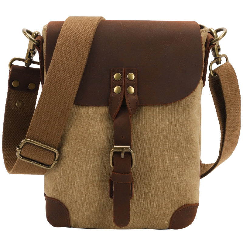 Men's Vintage Canvas Crossbody Bag, Multi-Pocket Sling Messenger Bag for Outdoor & Everyday Use