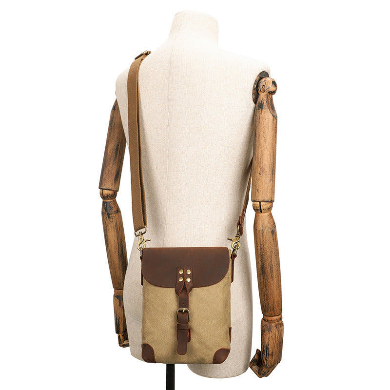 Men's Vintage Canvas Crossbody Bag, Multi-Pocket Sling Messenger Bag for Outdoor & Everyday Use