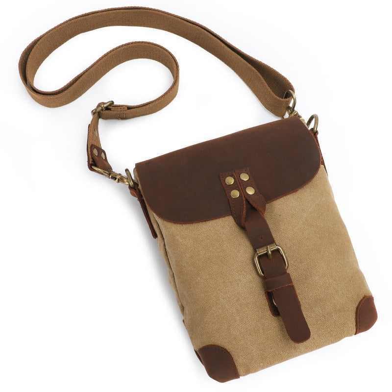 Men's Vintage Canvas Crossbody Bag, Multi-Pocket Sling Messenger Bag for Outdoor & Everyday Use