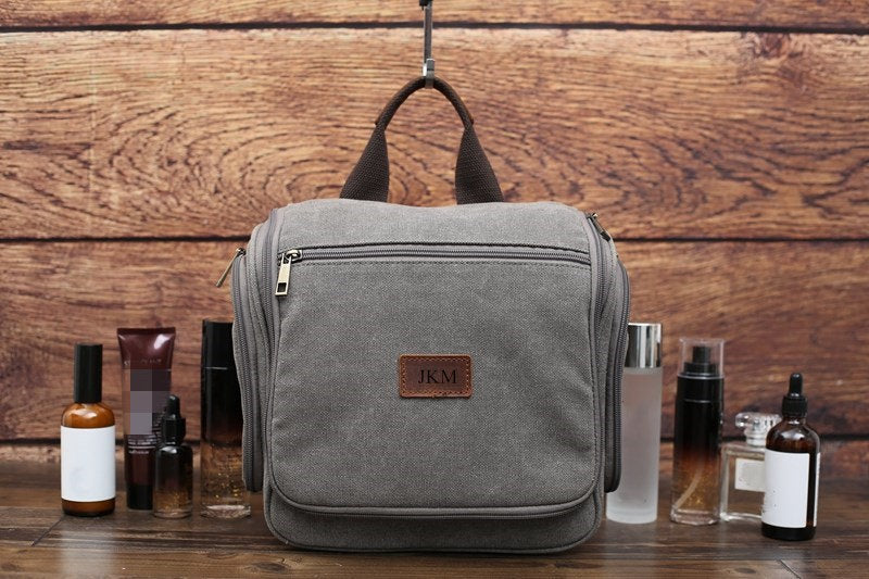 Personalized Canvas Toiletry Bag, Hanging Canvas Dopp Kit Bag, Monogram Organizer Bag, Best Men Gift, Groomsmen Gift