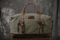 Personalized Canvas Duffel Bag, Waterproof Canvas Leather Weekend bag with Shoes Compartment for Men Women