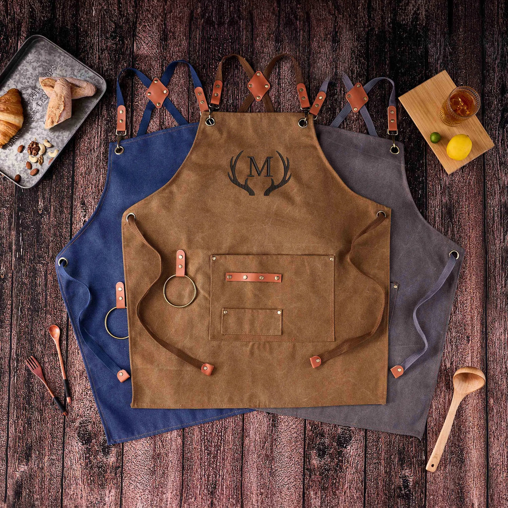 Personalized Embroidered Apron For Men and Women, Chef Apron, Canvas Work Apron, Custom Gift