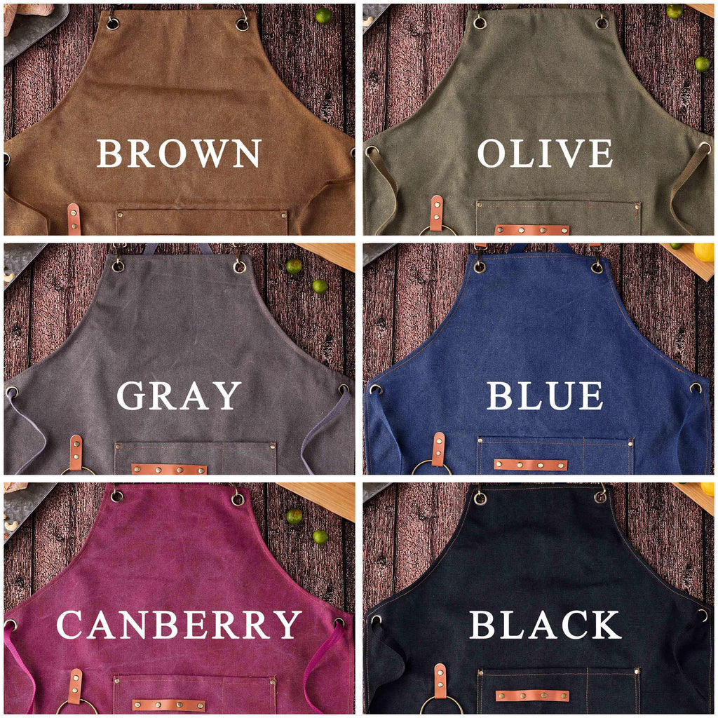 Personalized Embroidered Apron For Men and Women, Chef Apron, Canvas Work Apron, Custom Gift