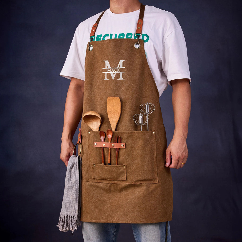 Personalized Embroidered Apron For Men and Women, Chef Apron, Canvas Work Apron, Custom Gift