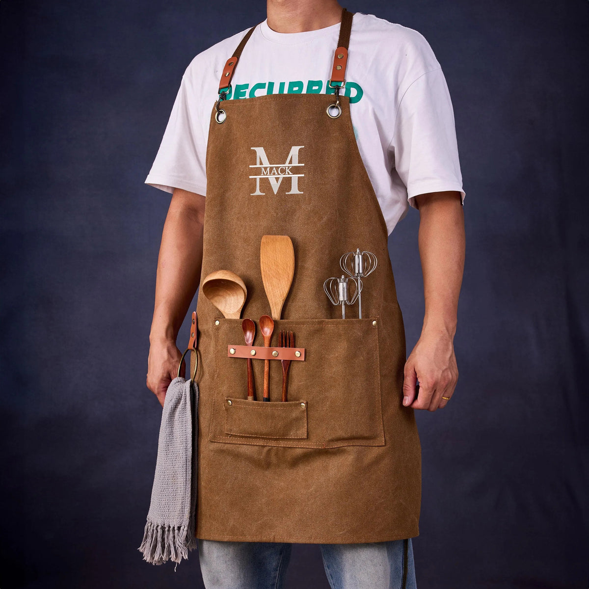Personalized Embroidered Apron For Men and Women, Chef Apron, Canvas Work Apron, Custom Gift