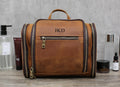 Personalized Hanging Leather Toiletry Bag, Leather Dopp Kit Bag, Groomsmen Gift